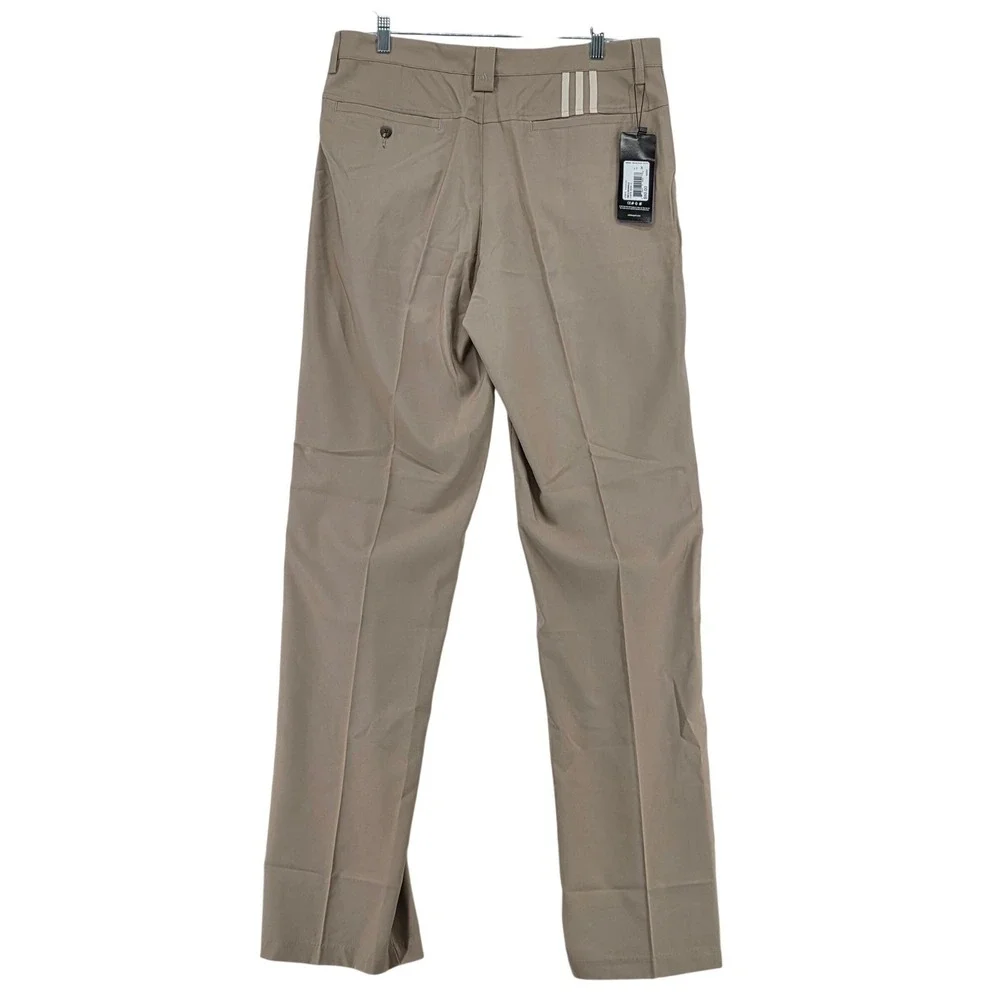 Adidas NEW Men 34 x 38 Tall Chino Pants Khaki Climalite Flat Front Performance‎